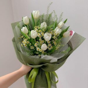 bó hoa tulip hàn quốc trắng