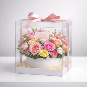 hộp hoa sinh nhật mica trong suốt