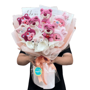 bó hoa gấu bông pastel