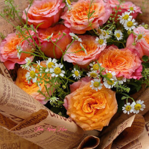 bó hoa hồng hiện Đại cam