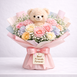 bó hoa gấu bông pastel