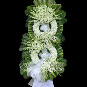 kệ hoa chia buồn lan trắng tím sang trọng